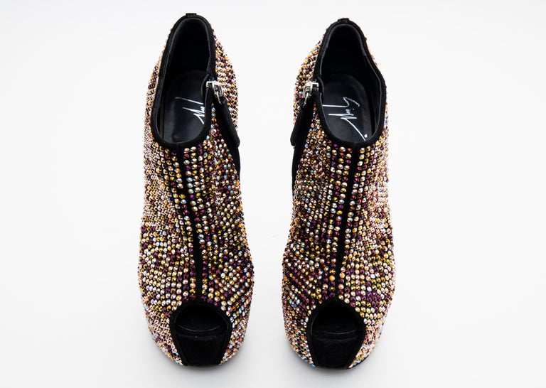 feather crystal embellished evening wedge