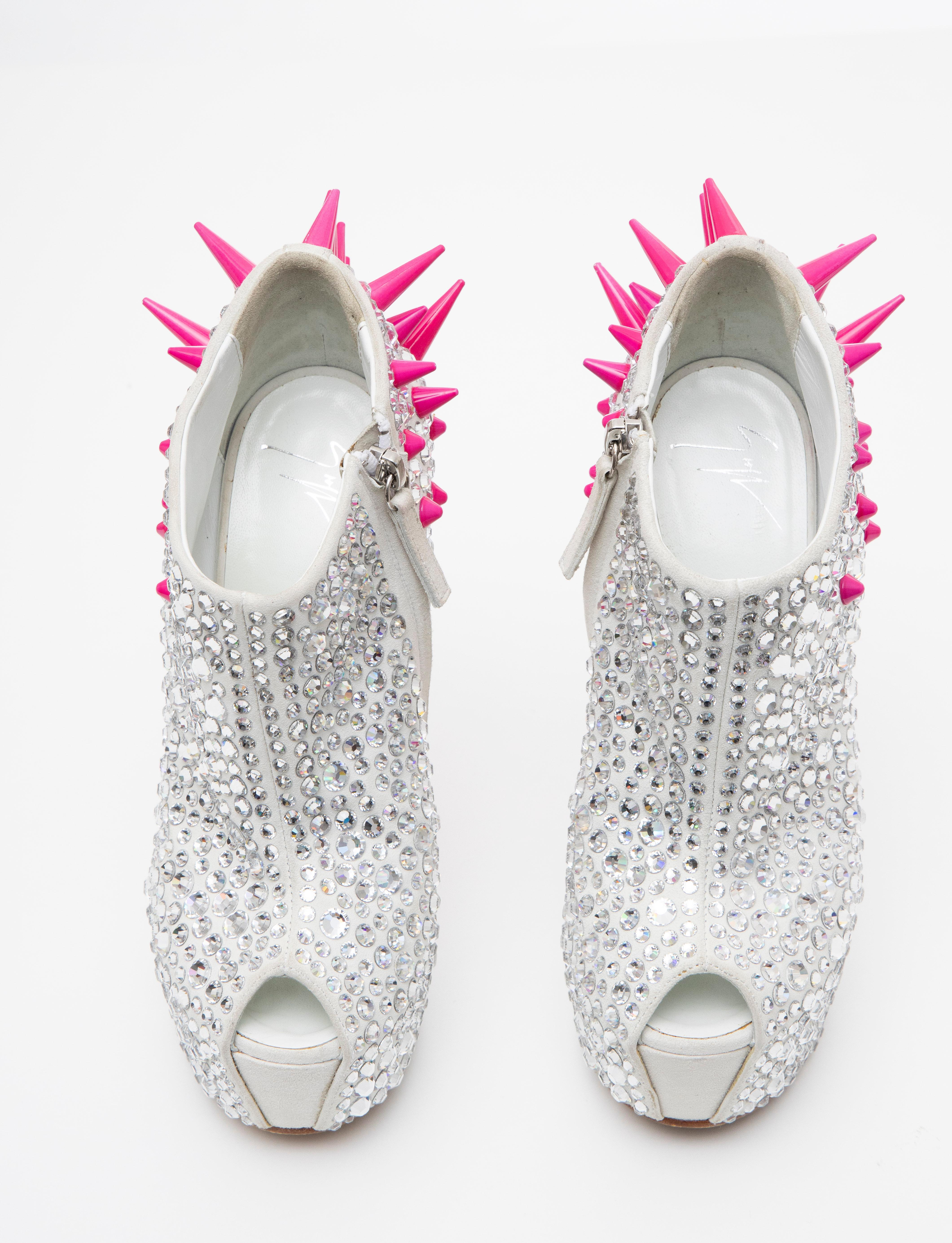 Guiseppe Zanotti Swarovski Crystal & Pink Spiked-Embellished Wedges Fall 2012 For Sale 10
