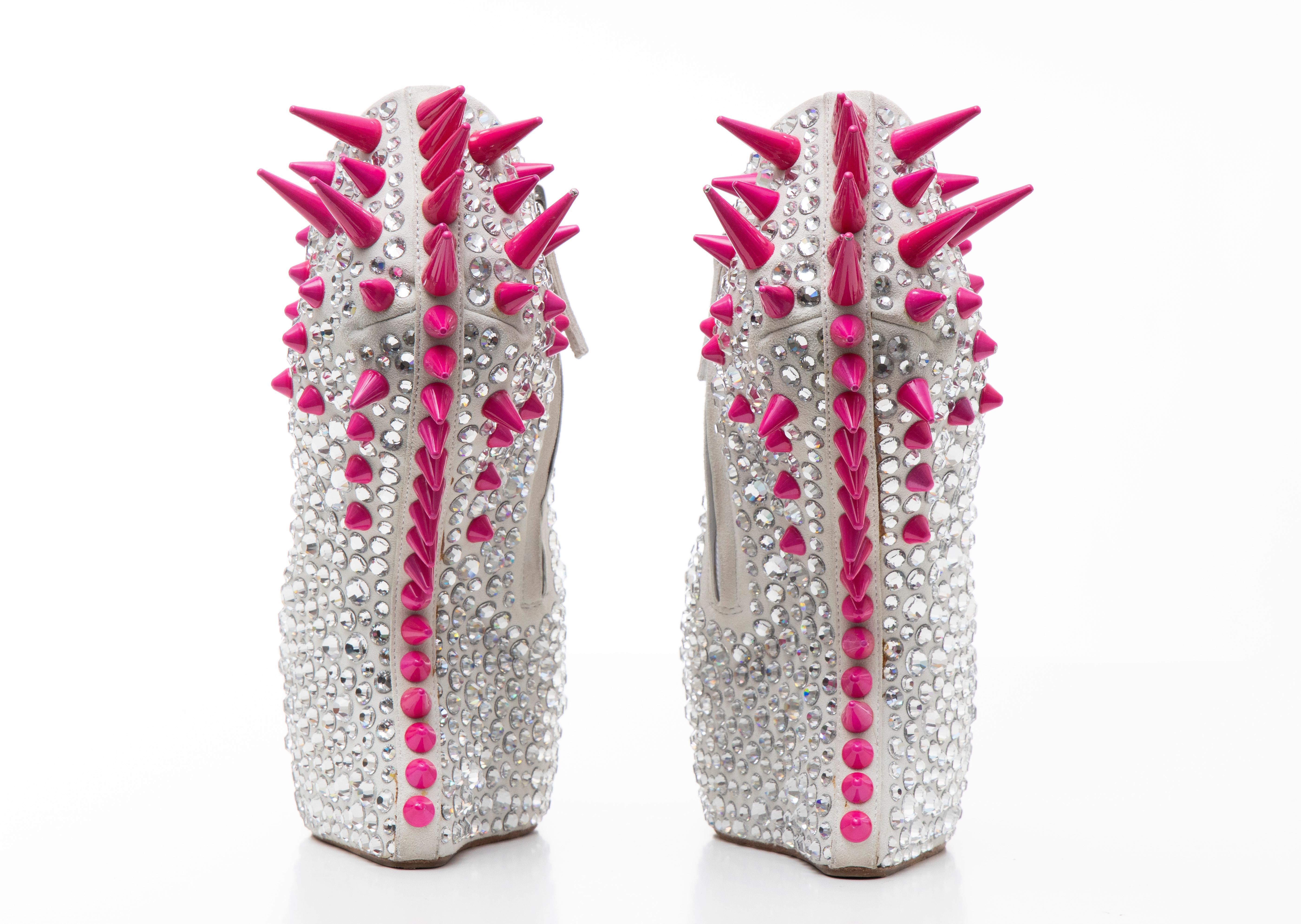 Guiseppe Zanotti Swarovski Crystal & Pink Spiked-Embellished Wedges Fall 2012 For Sale 12
