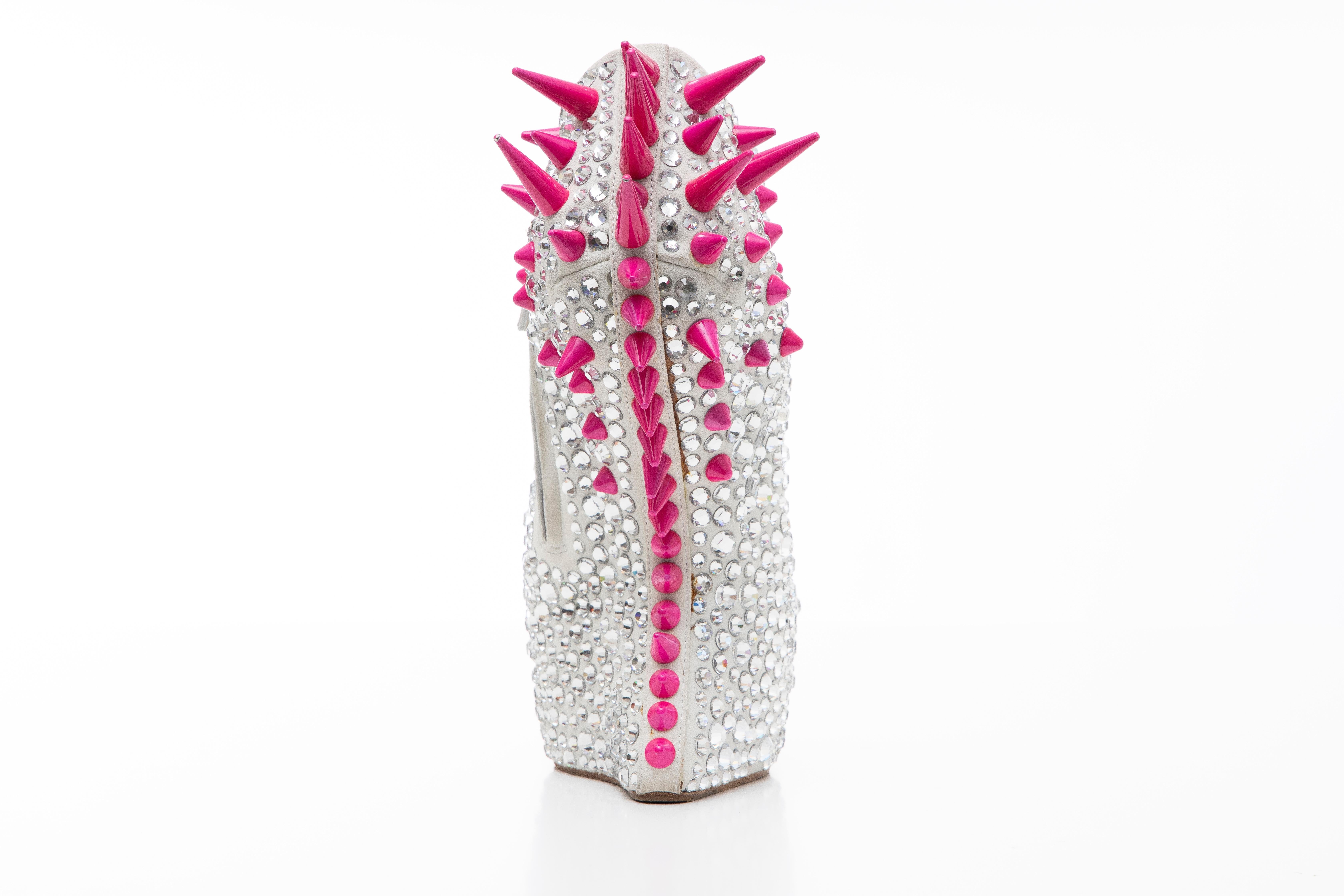 Guiseppe Zanotti Swarovski Crystal & Pink Spiked-Embellished Wedges Fall 2012 For Sale 3