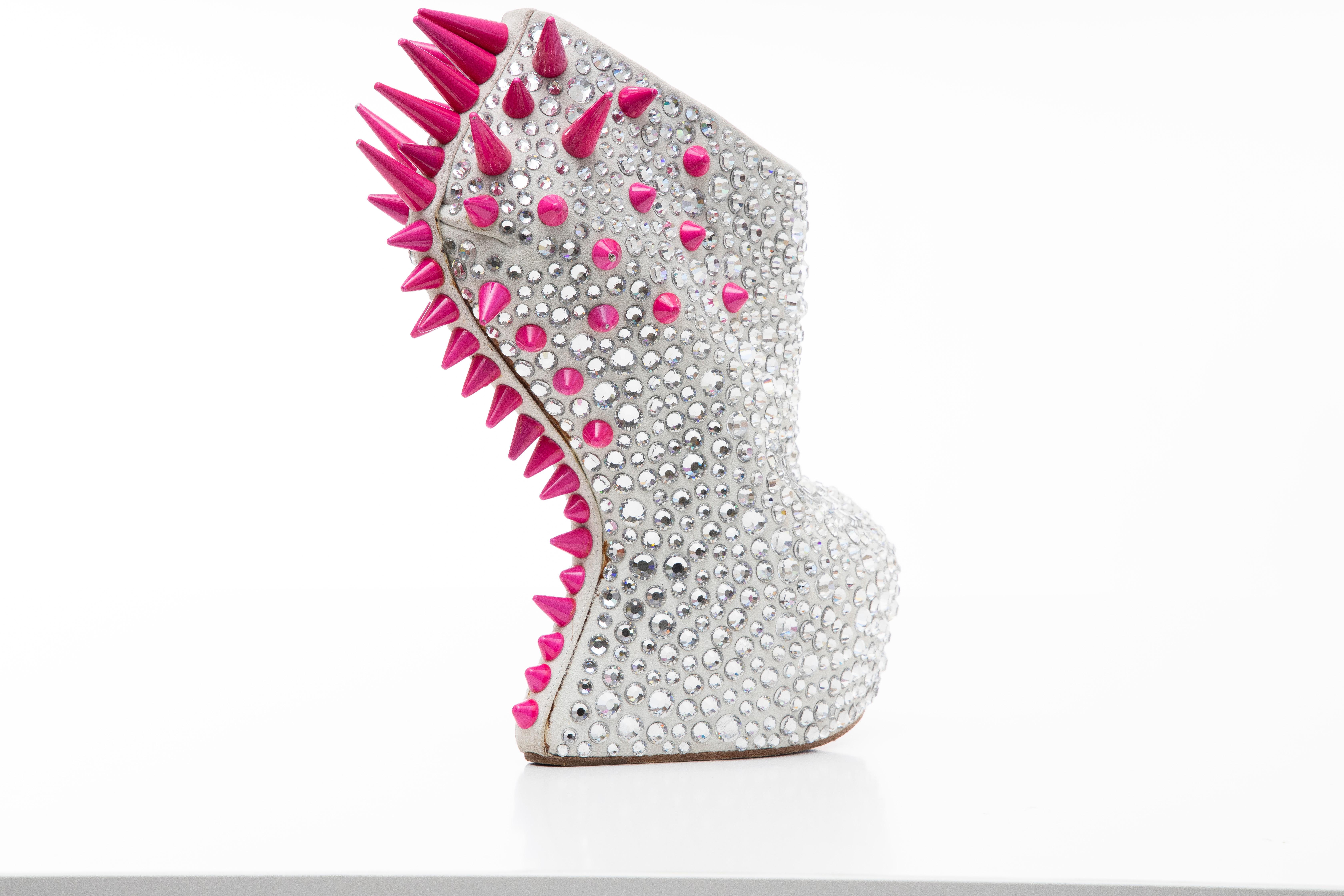Guiseppe Zanotti Swarovski Crystal & Pink Spiked-Embellished Wedges Fall 2012 For Sale 4