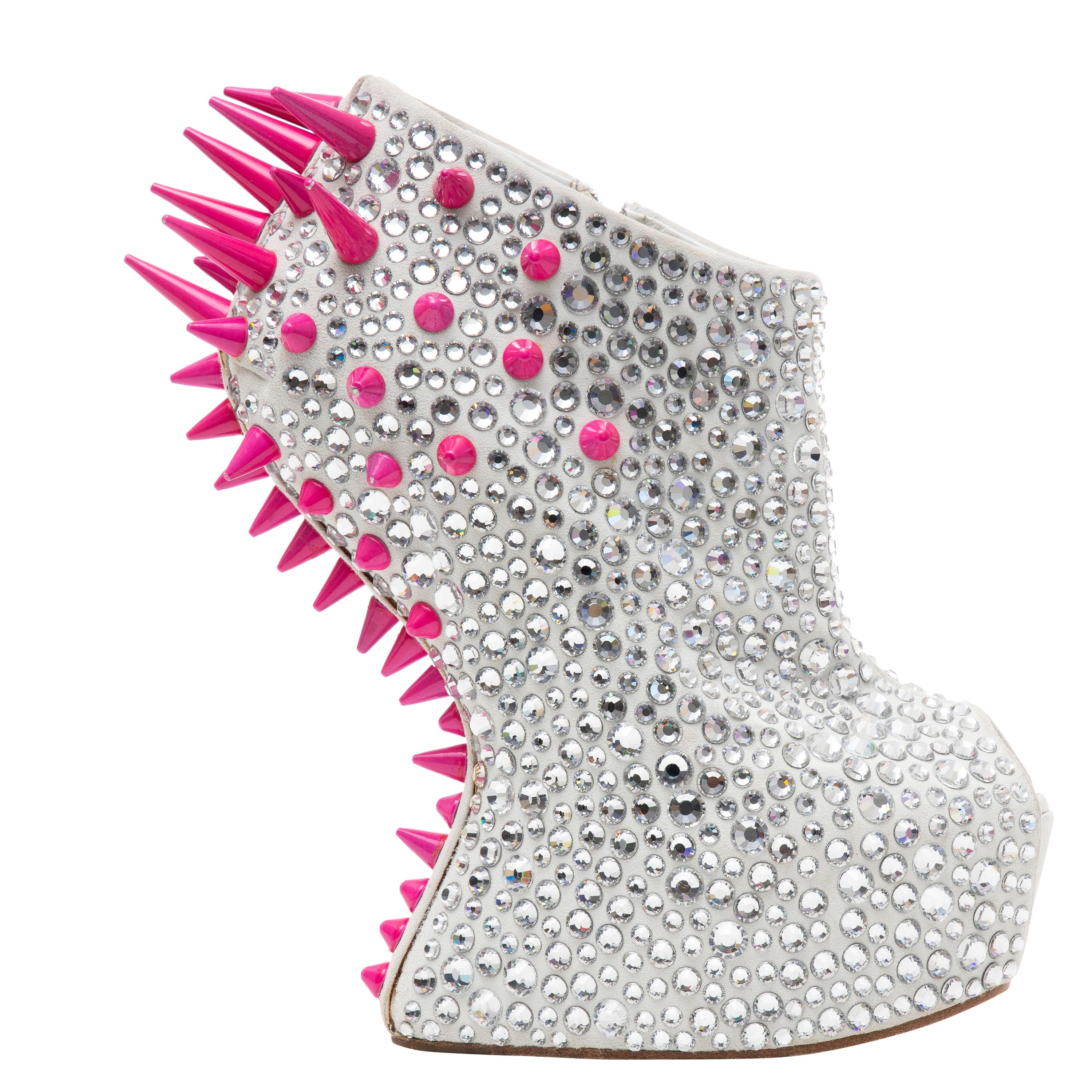 Guiseppe Zanotti Swarovski Crystal & Pink Spiked-Embellished Wedges Fall 2012 For Sale