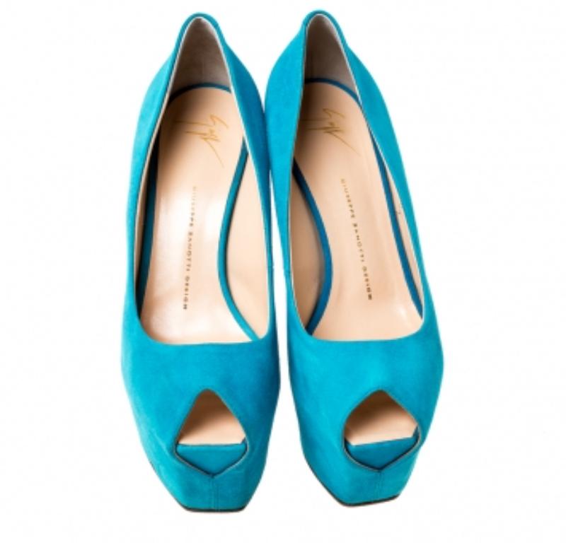 Guisuppe Zanotti escarpins à bout ouvert en daim bleu lézard taille 40 Pour femmes en vente