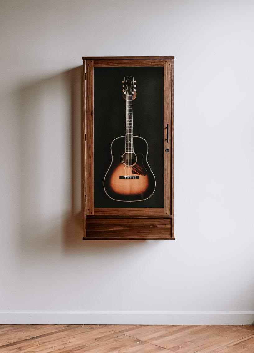 American Guitar Humidor, Wall-Mount Display Case, Handcrafted in America - The Nashville For Sale