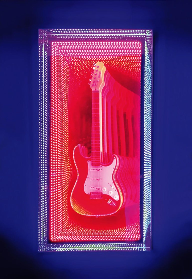 Guitar Infiny Wall Decoration Mirror with Led Lights For Sale at 1stDibs
