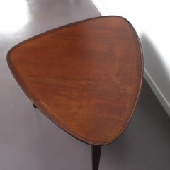 Mid Century Modern Guitar Pick Danish Brown Teak Coffee Table, 1960