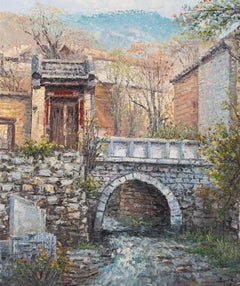 Guiwen Liang Impressionist Original Oil On Canvas "My Old Town"