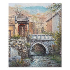 Guiwen Liang Impresionista Óleo original sobre lienzo "Mi ciudad vieja"