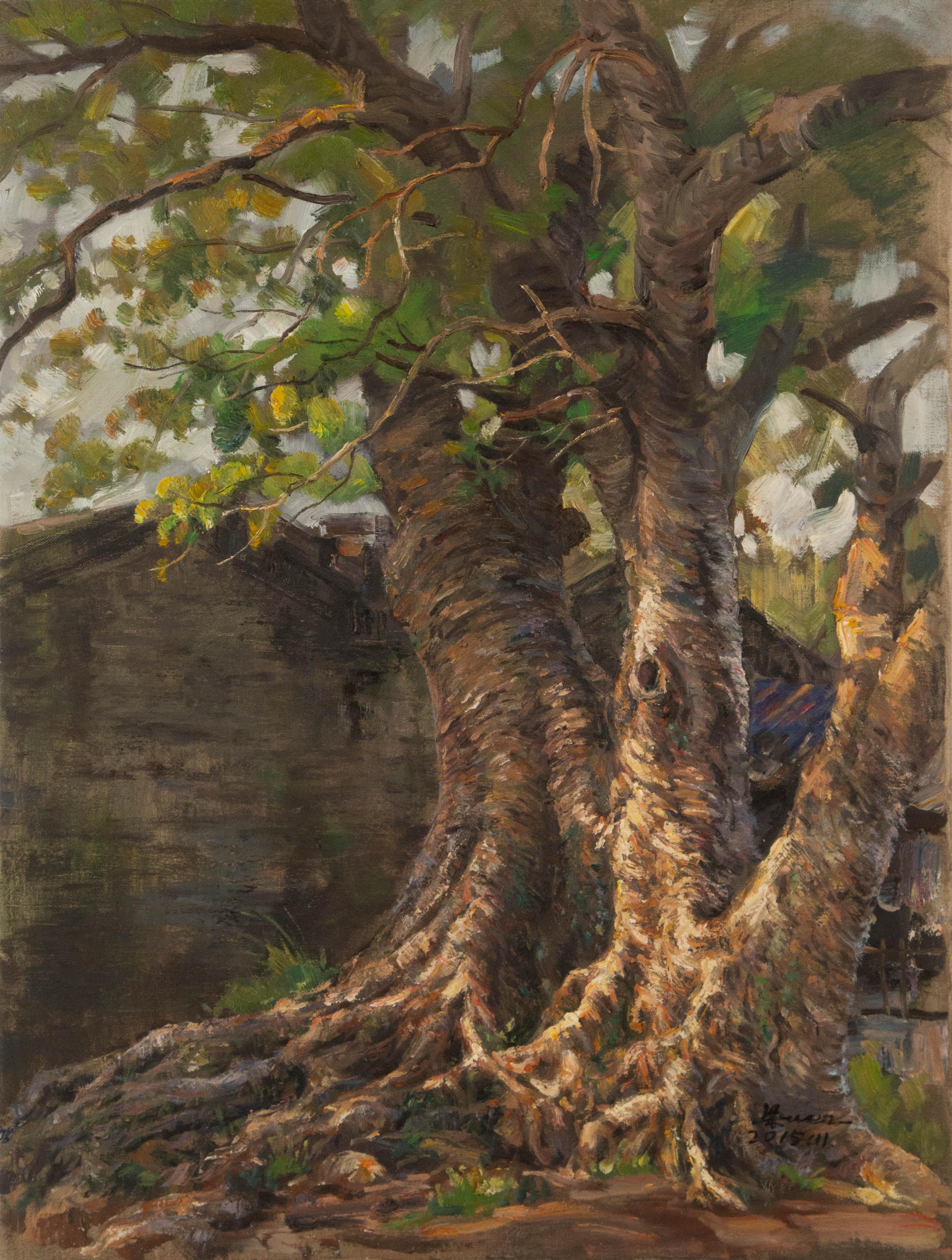  Titolo: Vecchio albero
 Medium: Olio su tela
 Dimensioni: 31 x 23,5 pollici
 Cornice: Possibilità di incorniciatura!
 Condizioni: Il dipinto appare in ottime condizioni.
 
 Anno: 2015
 Artista: Guiwen Liang
 Firma: Firmato
 Posizione della firma: