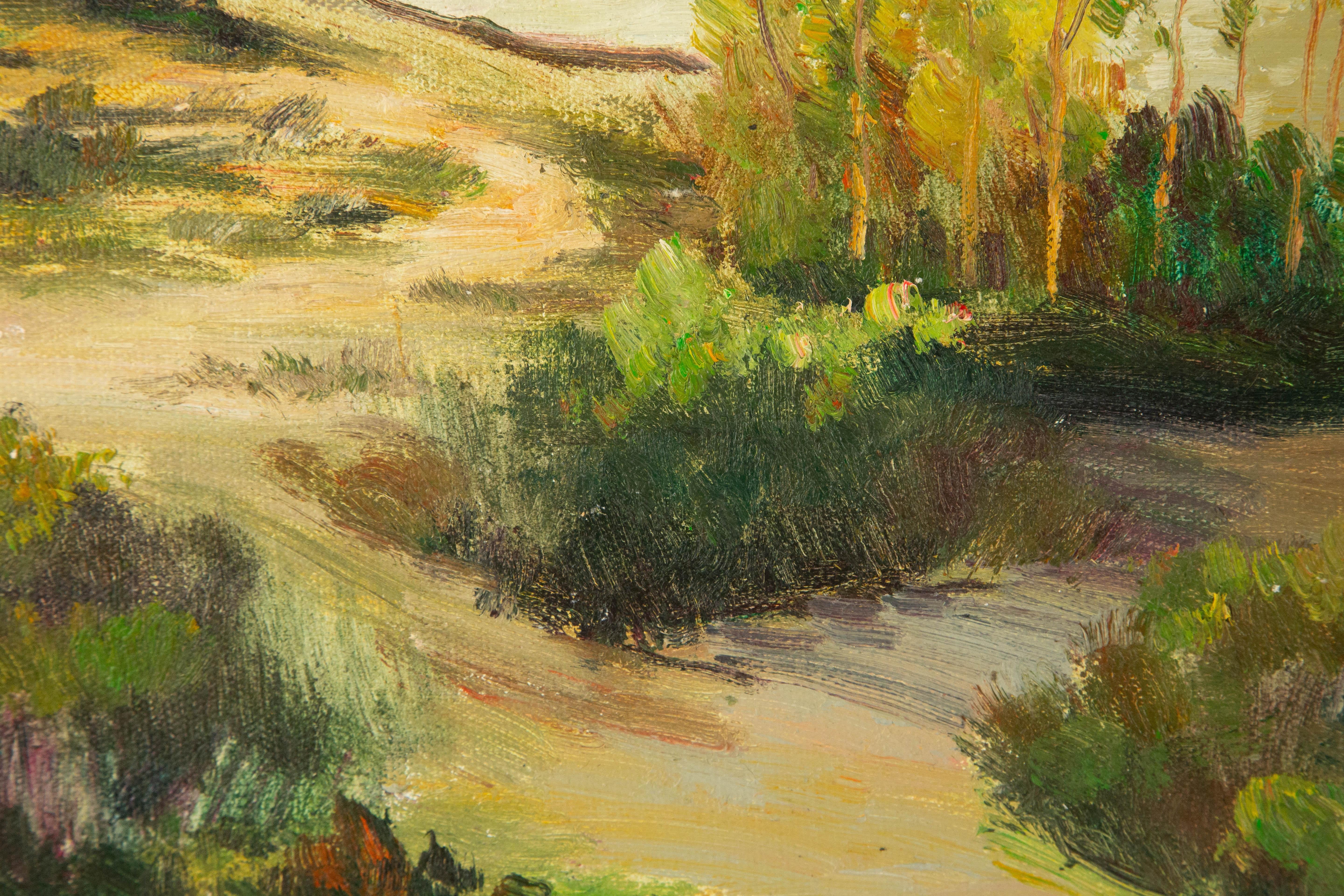 Huile sur toile originale du paysage de Guiwen Liang « Village de printemps I » en vente 10