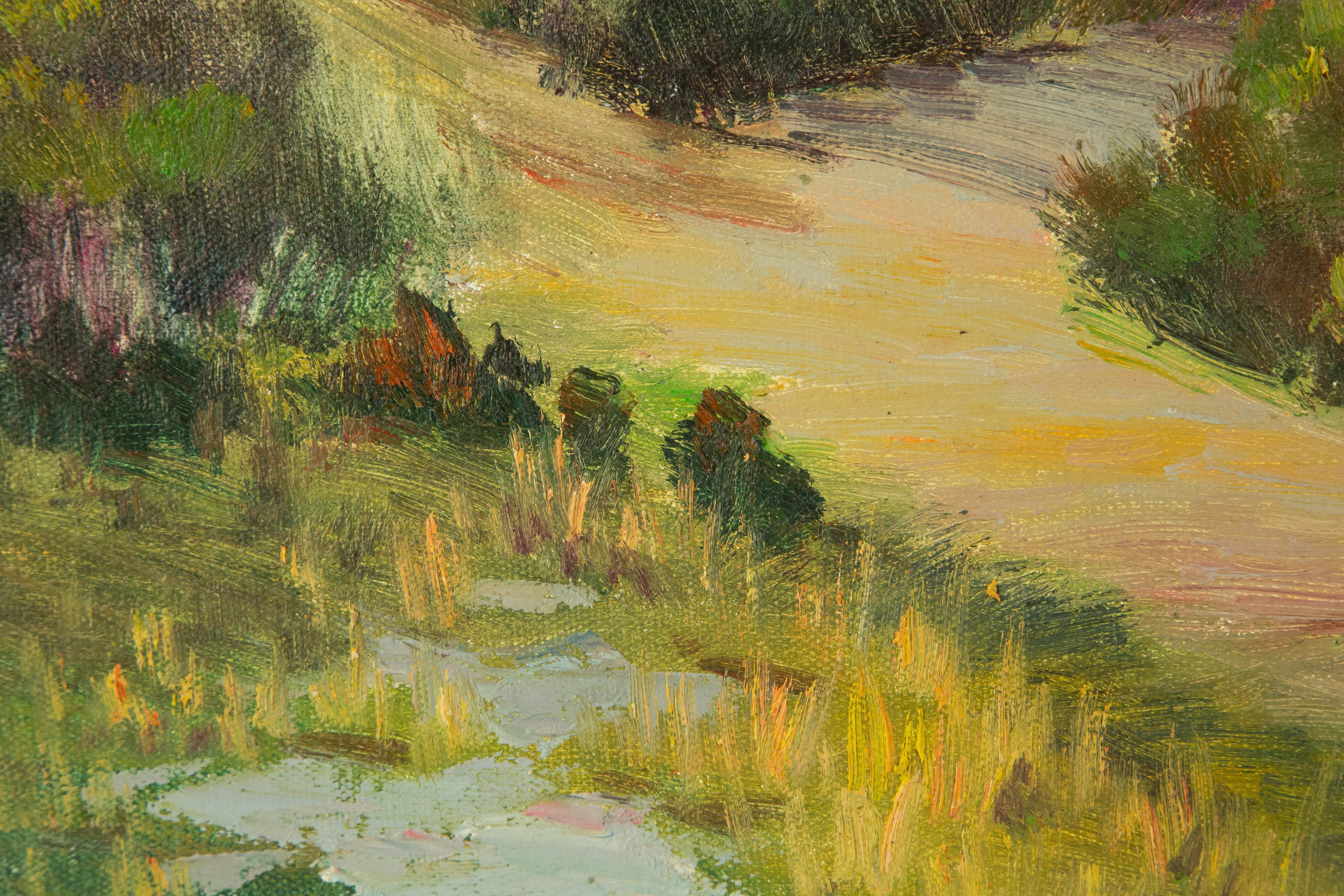 Huile sur toile originale du paysage de Guiwen Liang « Village de printemps I » en vente 11