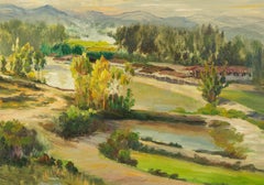 Guiwen Liang Landscape Original Oil On Canvas "Spring Village I"