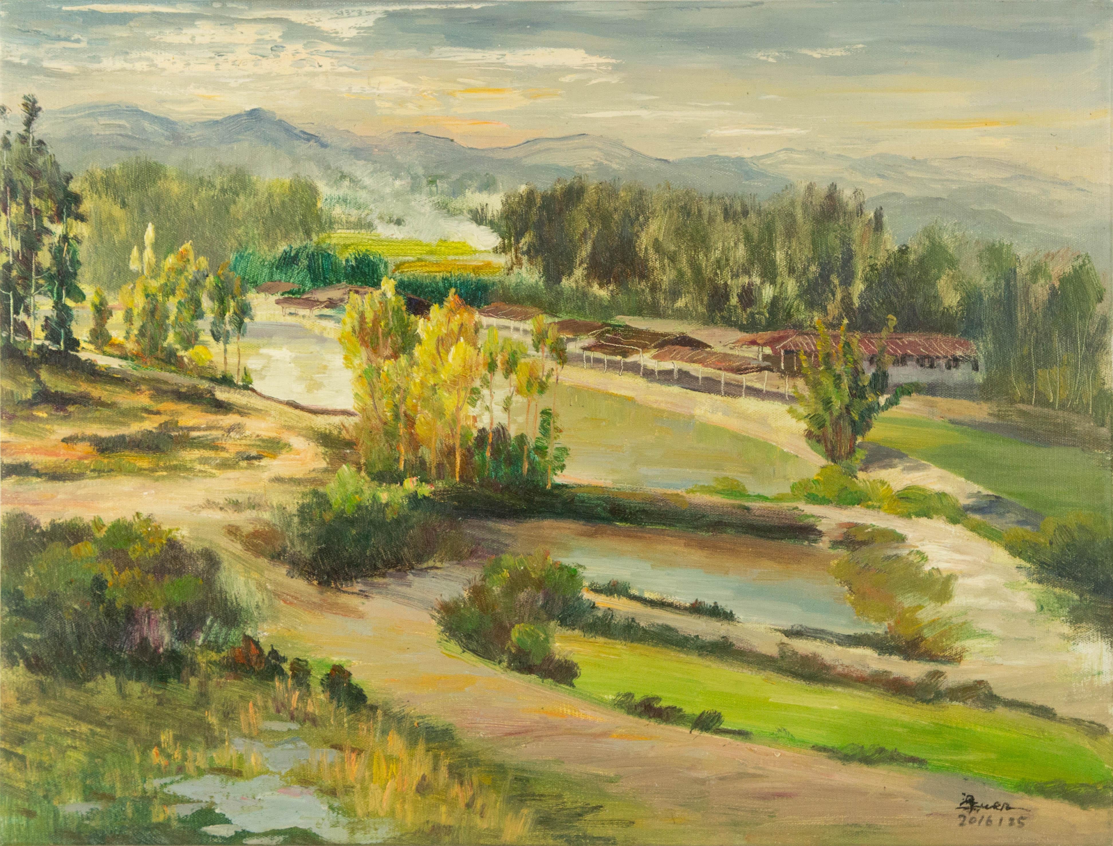 Titre : Spring Village I
 Médium : Huile sur toile
 Taille : 23.5 x 31 pouces
 Cadre : Options d'encadrement disponibles !
 Condit : Le tableau semble être en excellent état.
 
 Année : 2016
 Artistics : Guiwen Liang
 Signature : Signé
 Emplacement