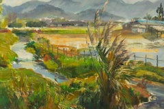 Guiwen Liang Landscape Original Oil On Canvas "Spring Village II"