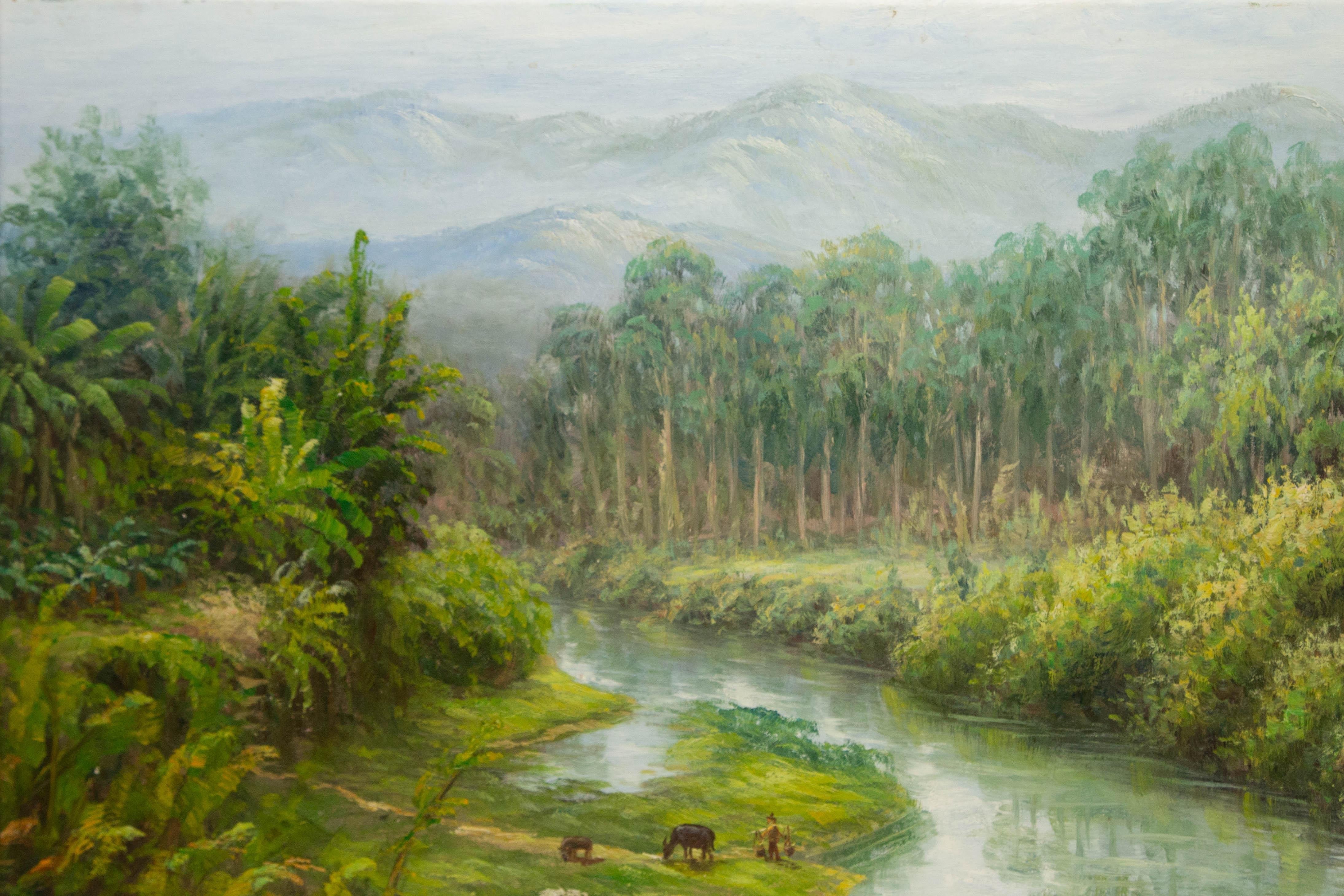Guiwen Liang Landschaft Original Öl auf Leinwand 
