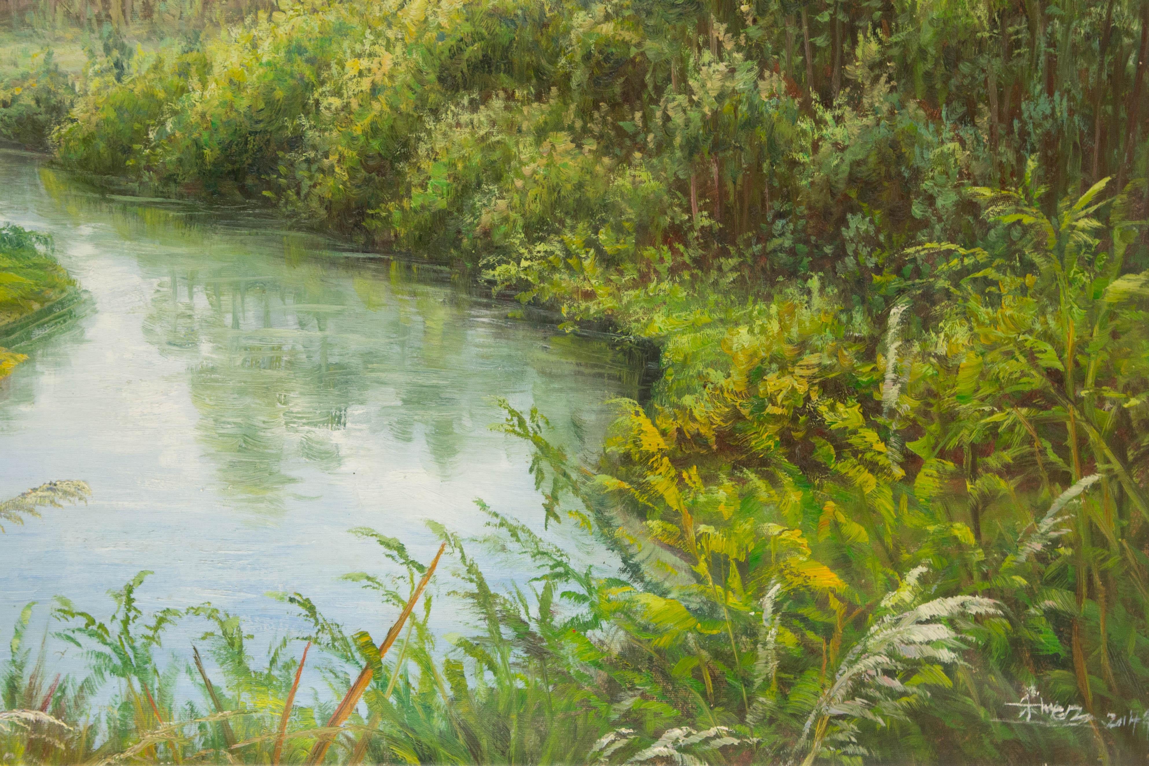 Guiwen Liang Landschaft Original Öl auf Leinwand 