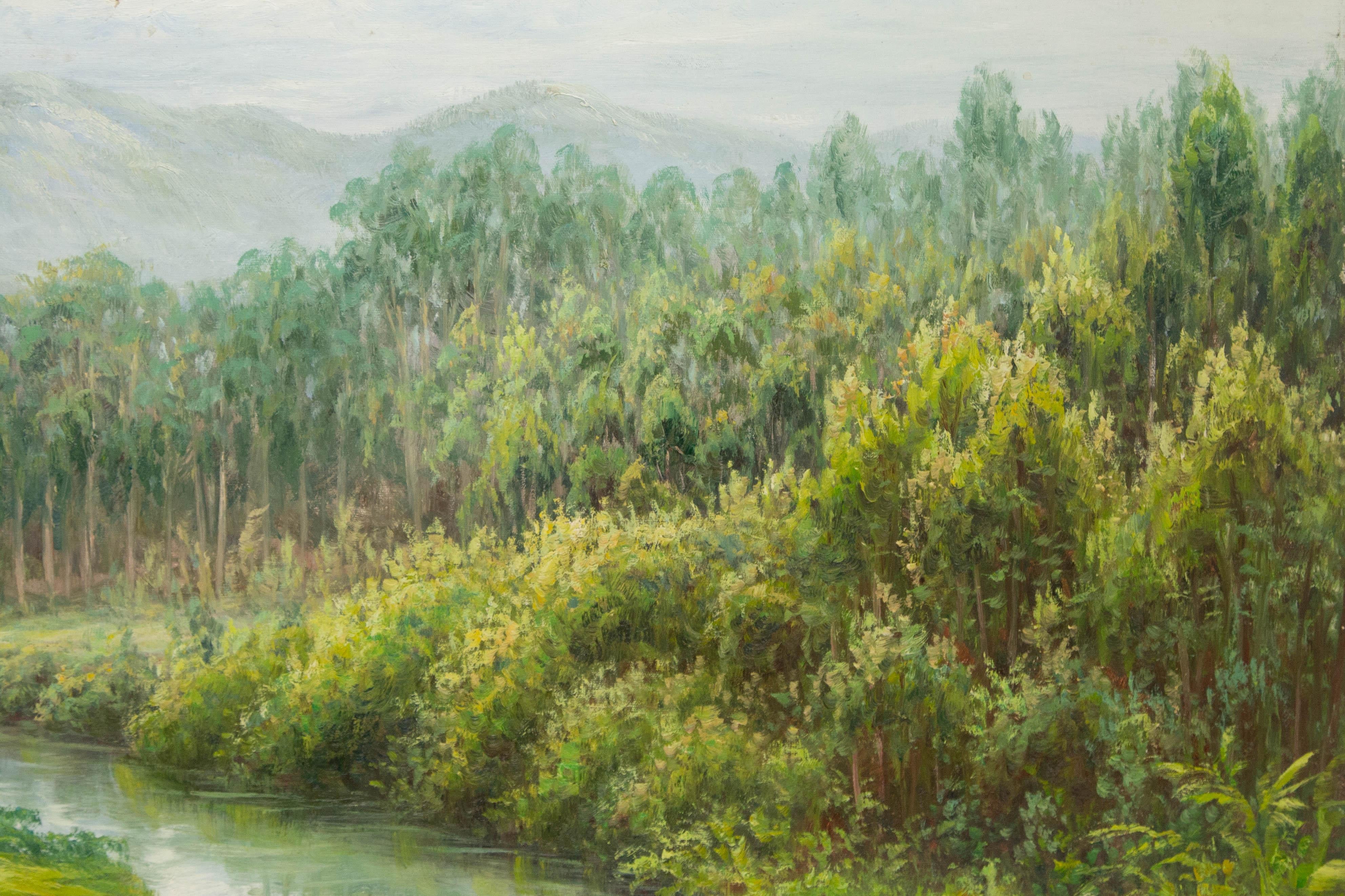 Guiwen Liang Landschaft Original Öl auf Leinwand 