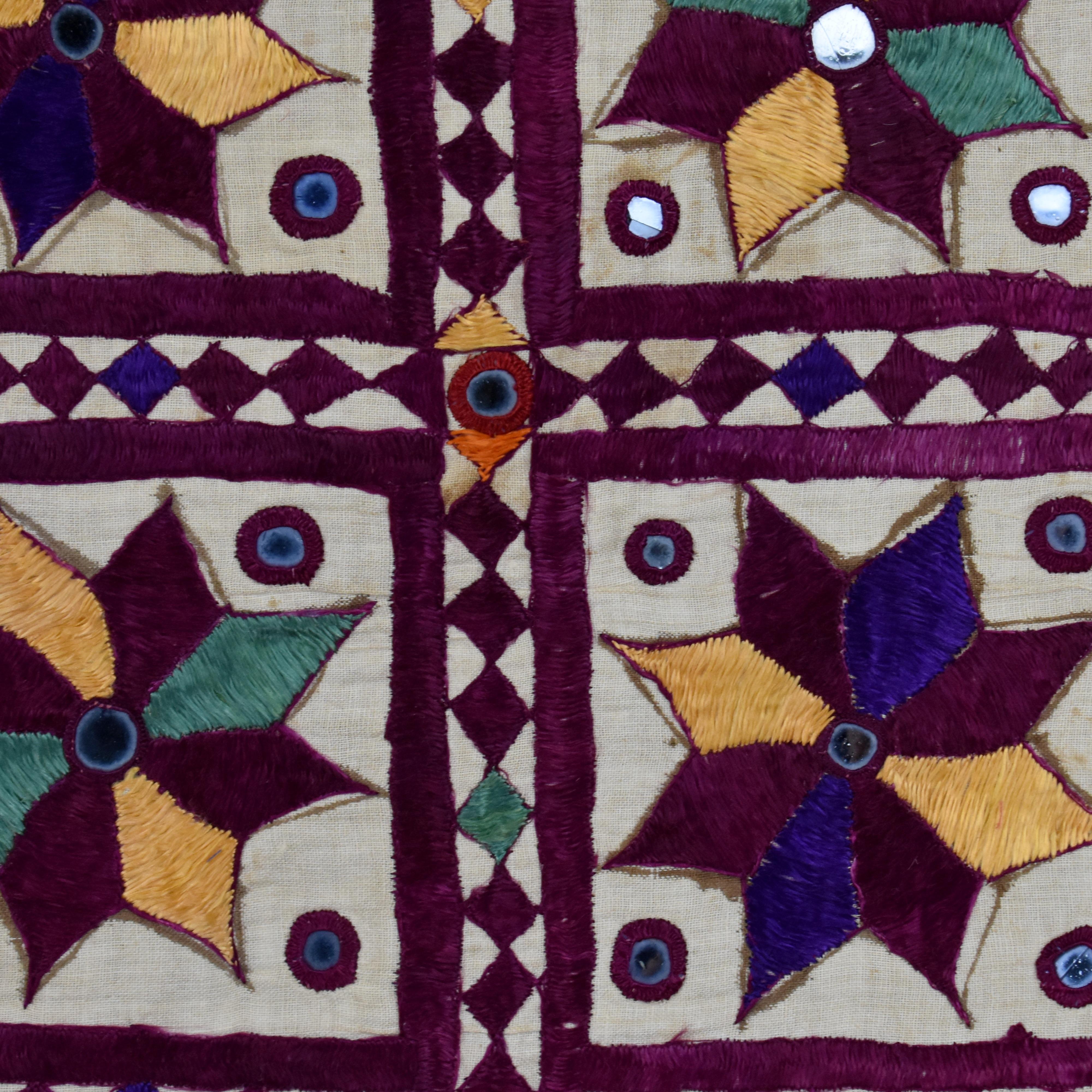 Indian Gujarati Embroidered Hanging For Sale