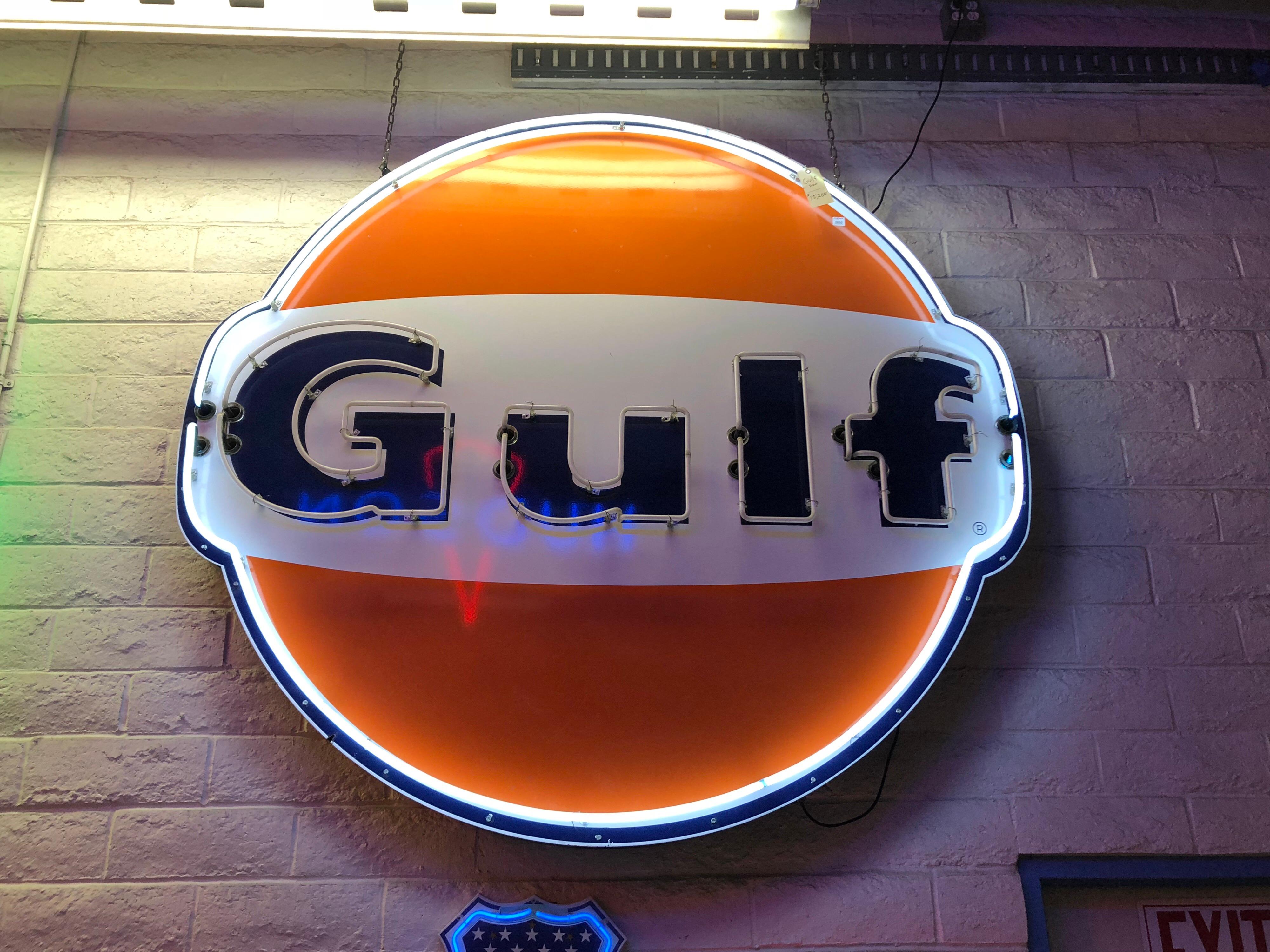 American Gulf Oil Gasoline Animated Neon Sign, 1960s For Sale