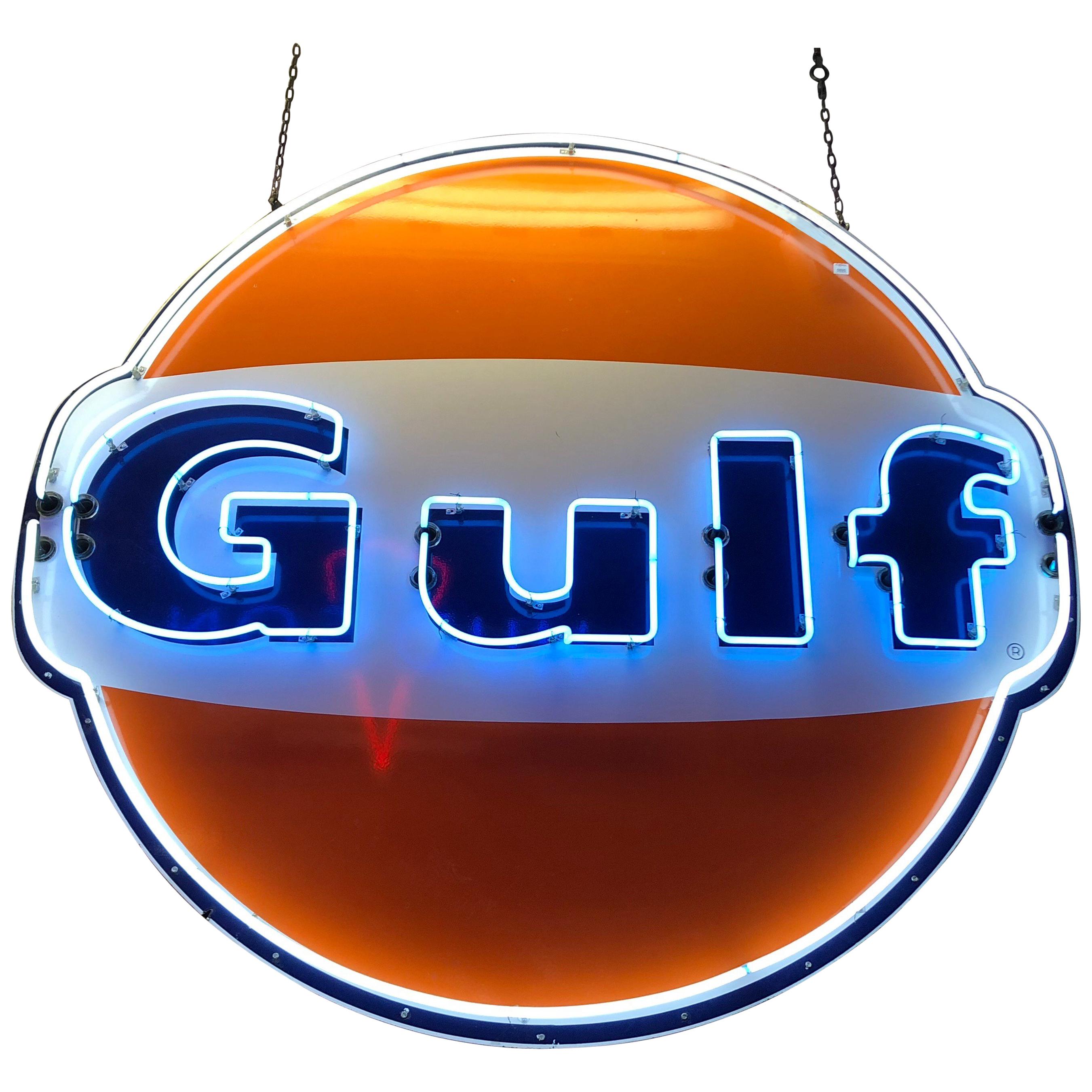 Gulf Oil Gasoline Animated Neon Sign, 1960s For Sale