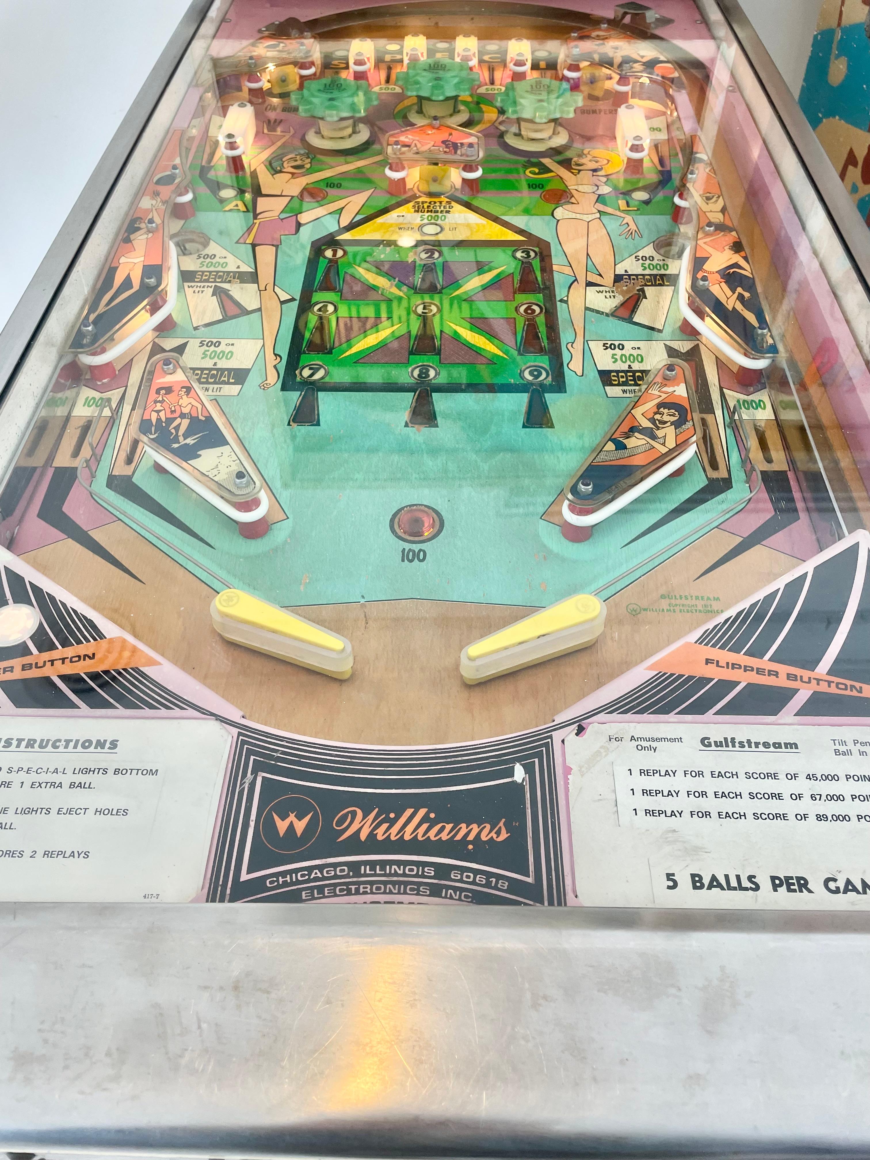 Metal Gulfstream Pinball Arcade Game, 1972 USA For Sale