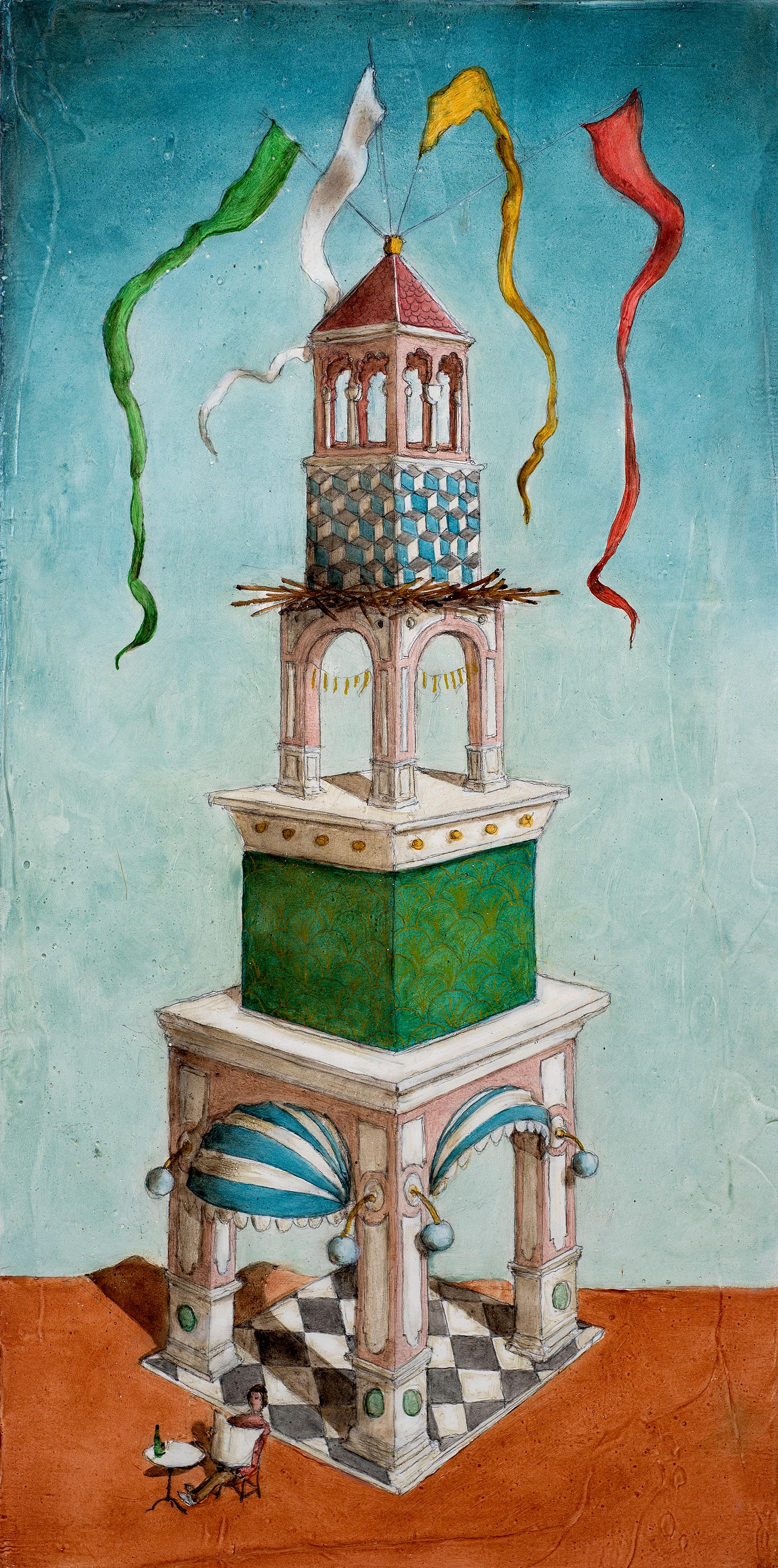 Gulio Rigoni Landscape Painting - Tower V (From Endless Series of Towers)