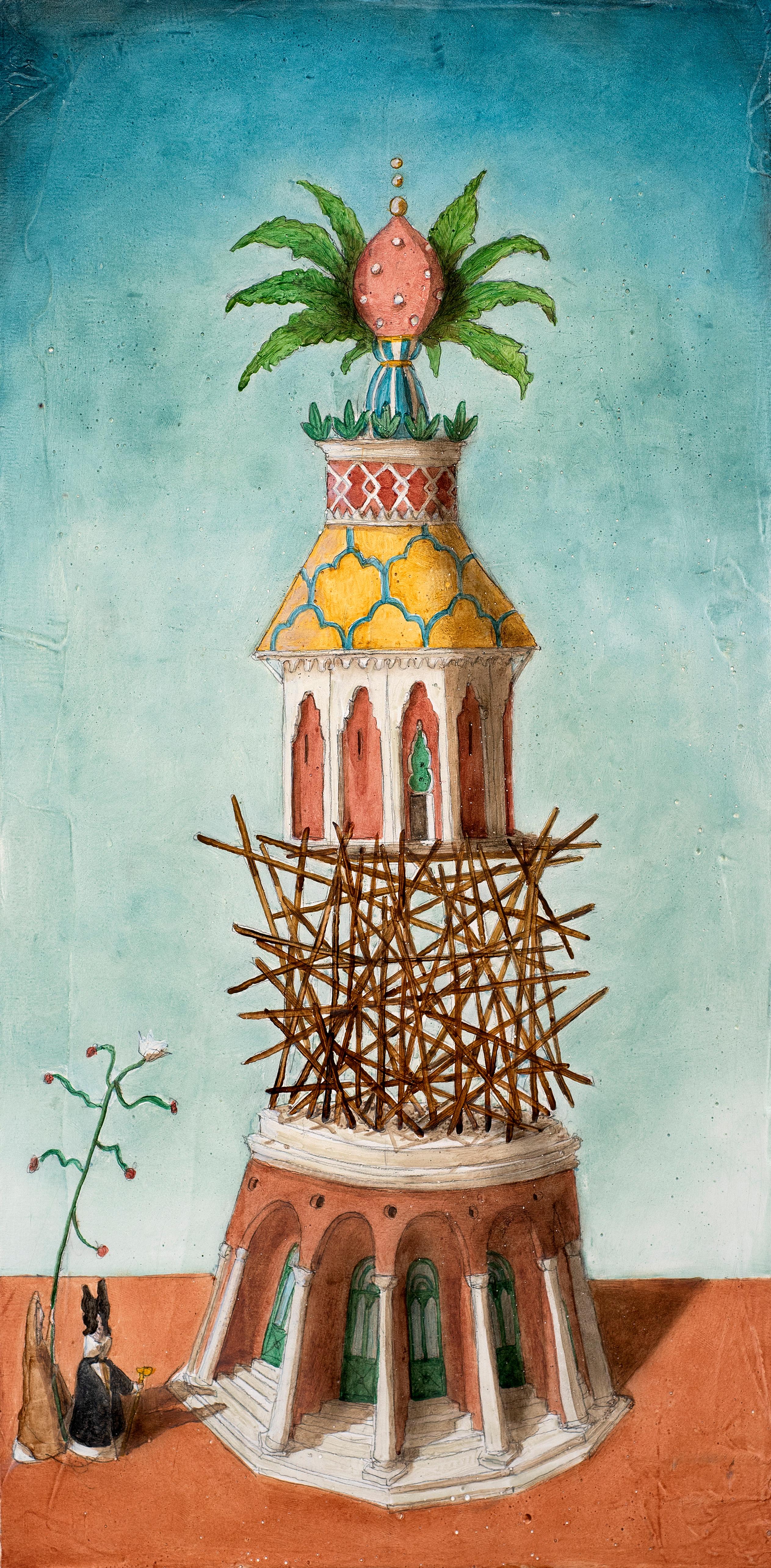 Gulio Rigoni Figurative Painting - Tower XI (from endless series of towers)