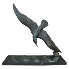 Gull Bird Art Déco Bronze Sculpture by Georges Raoul Garreau