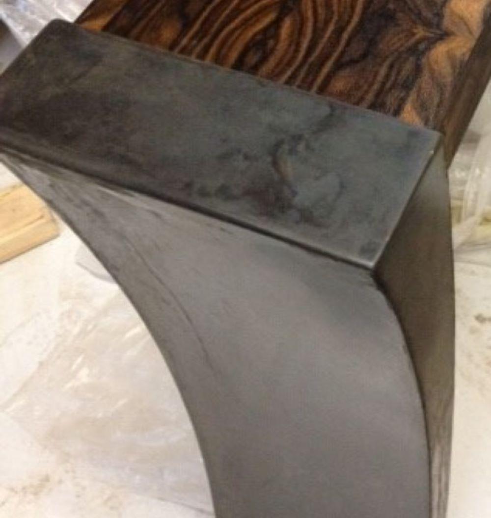 American Console Table Ebony and Patinated Steel, Customizable For Sale