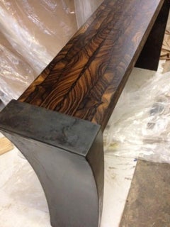 Console Table Ebony and Patinated Steel, Customizable