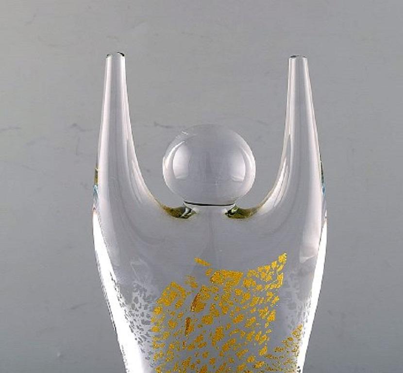 Gullaskruf Glasbruk, Sweden. A large figure in clear art glass with gold decoration, late 20th century.
In very good condition.
Measures: 24 x 10 cm.