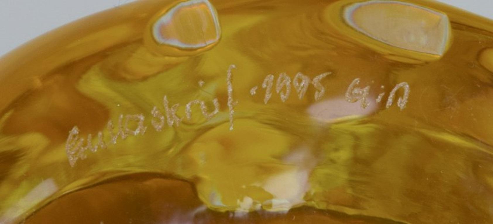 20th Century Gullaskruf, Sweden. Art glass vase in yellow glass. Late 20th C. For Sale