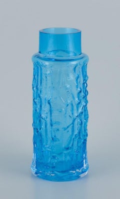 Gullaskruf, Sweden, glass vase in blue mouth-blown art glass.