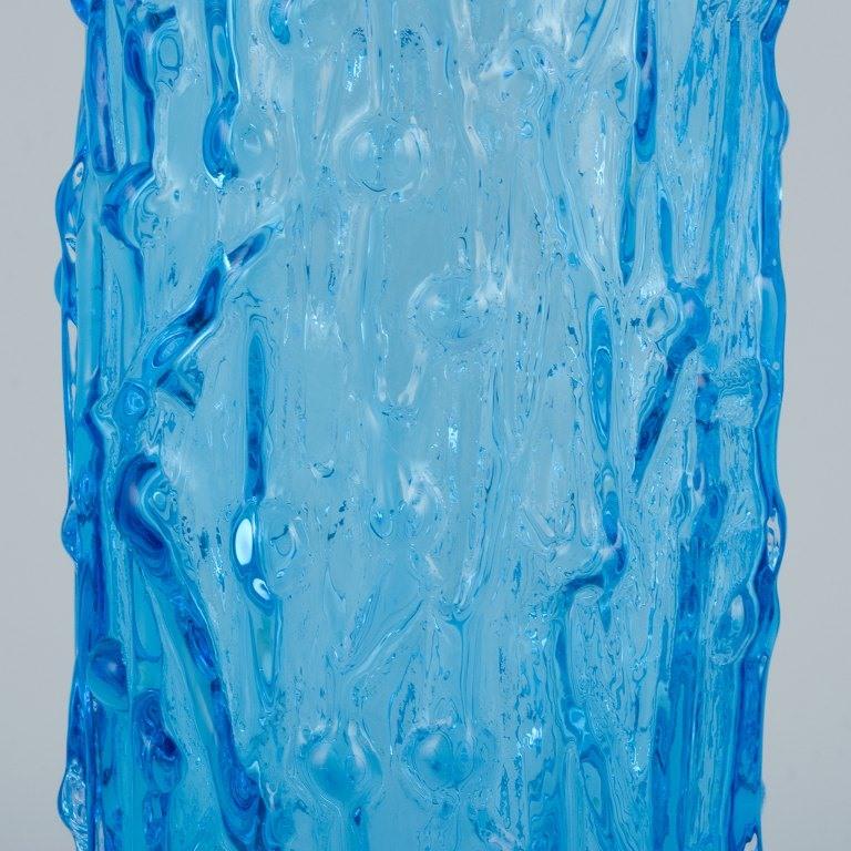 Art Glass Gullaskruf, Sweden, glass vase in blue mouth-blown art glass.  For Sale