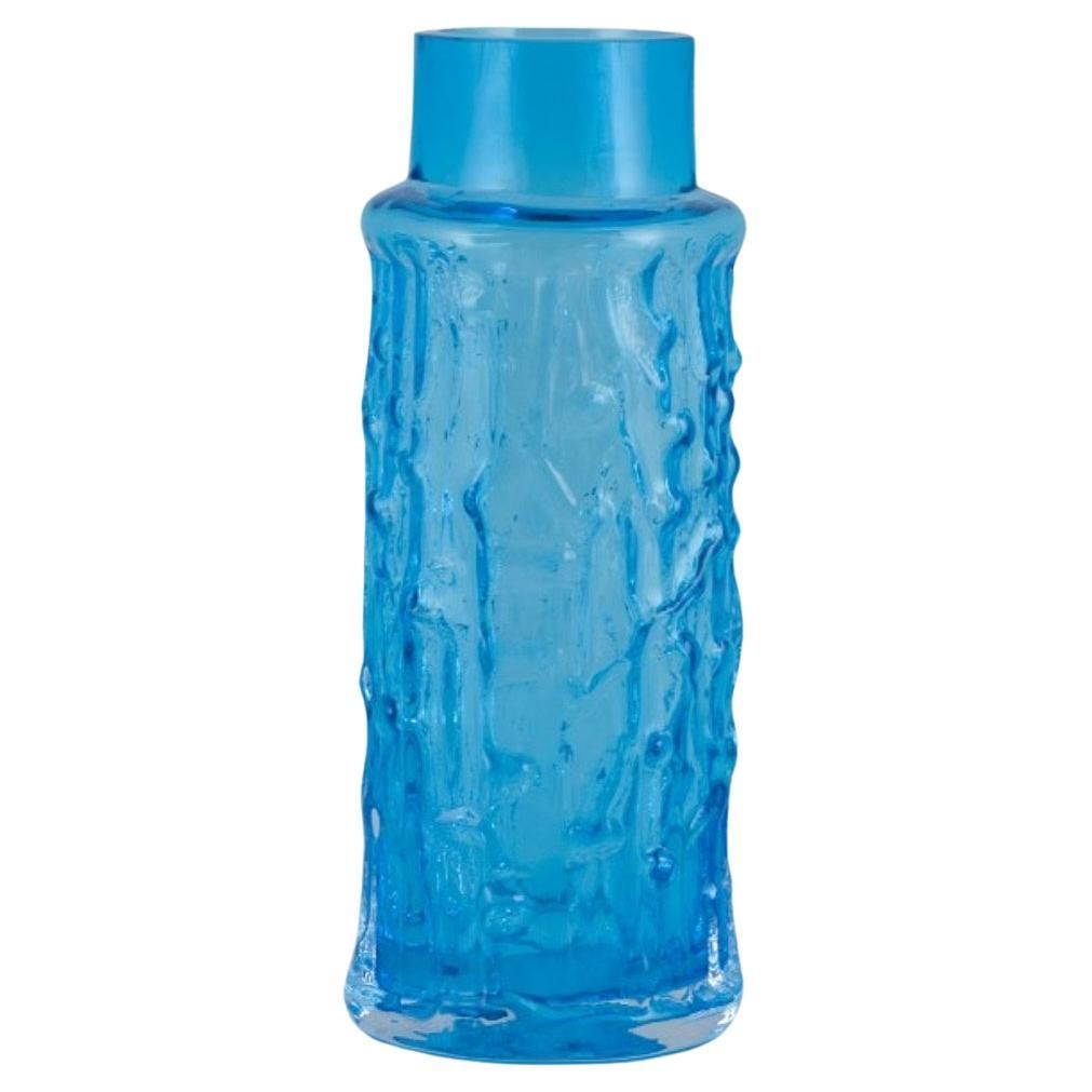 Gullaskruf, Sweden, glass vase in blue mouth-blown art glass.
