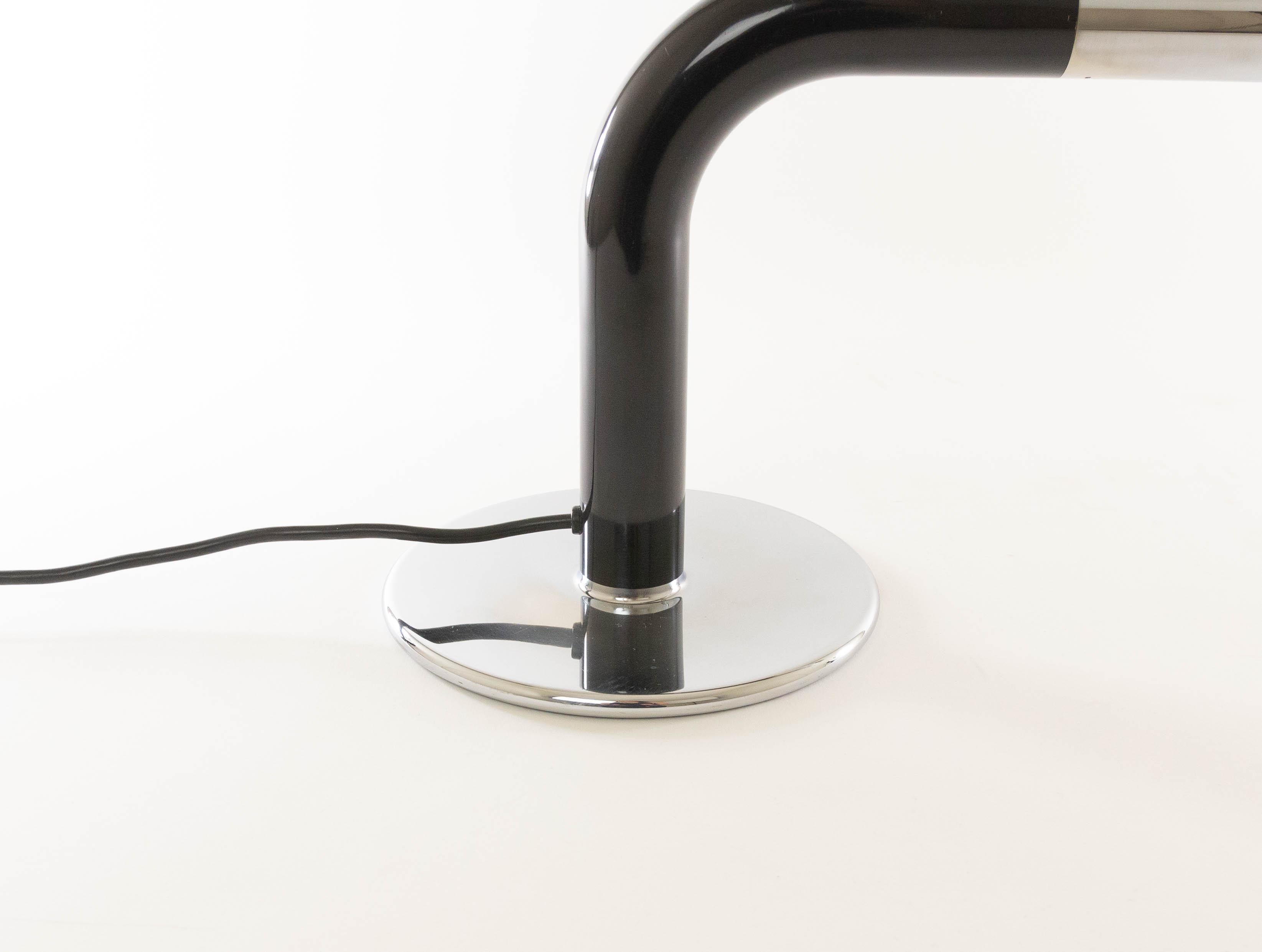 Mid-Century Modern Gulp Chrome and Black Table Lamp by Ingo Maurer for Design M, 1970s For Sale
