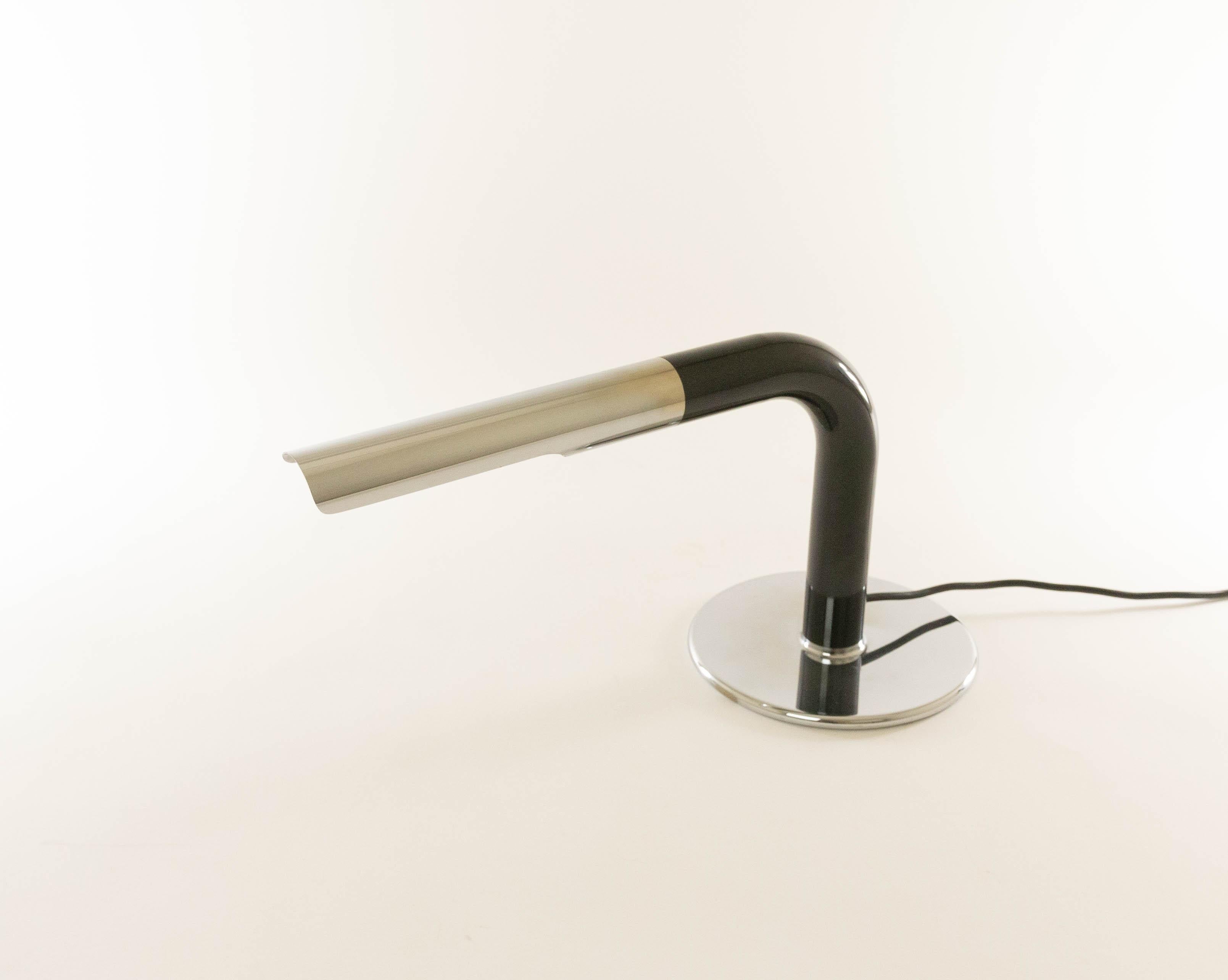 Lacquered Gulp Chrome and Black Table Lamp by Ingo Maurer for Design M, 1970s For Sale