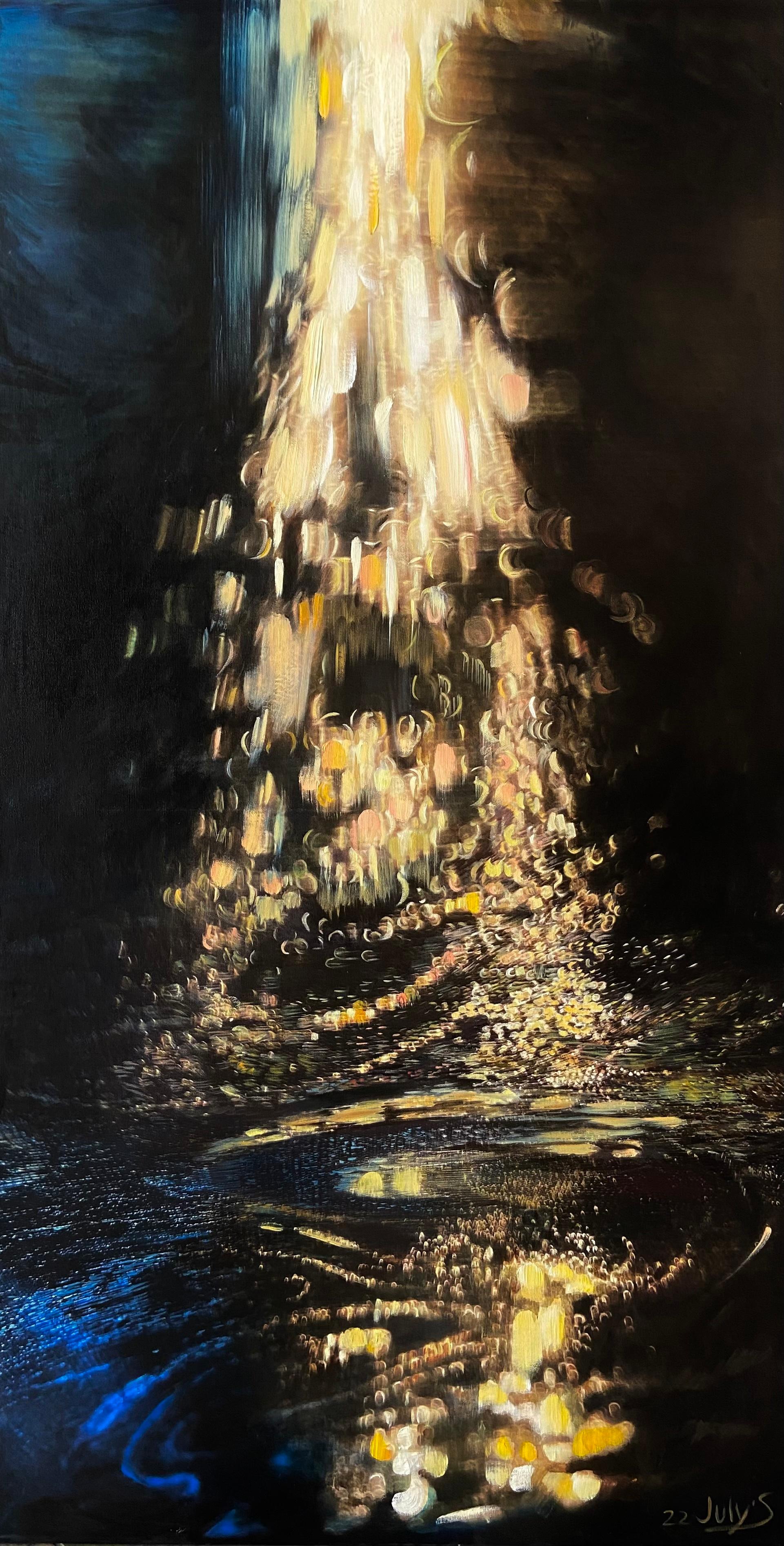 Gulshat Sobgaida (Julys) Abstract Painting - The Waterfall of Abundance
