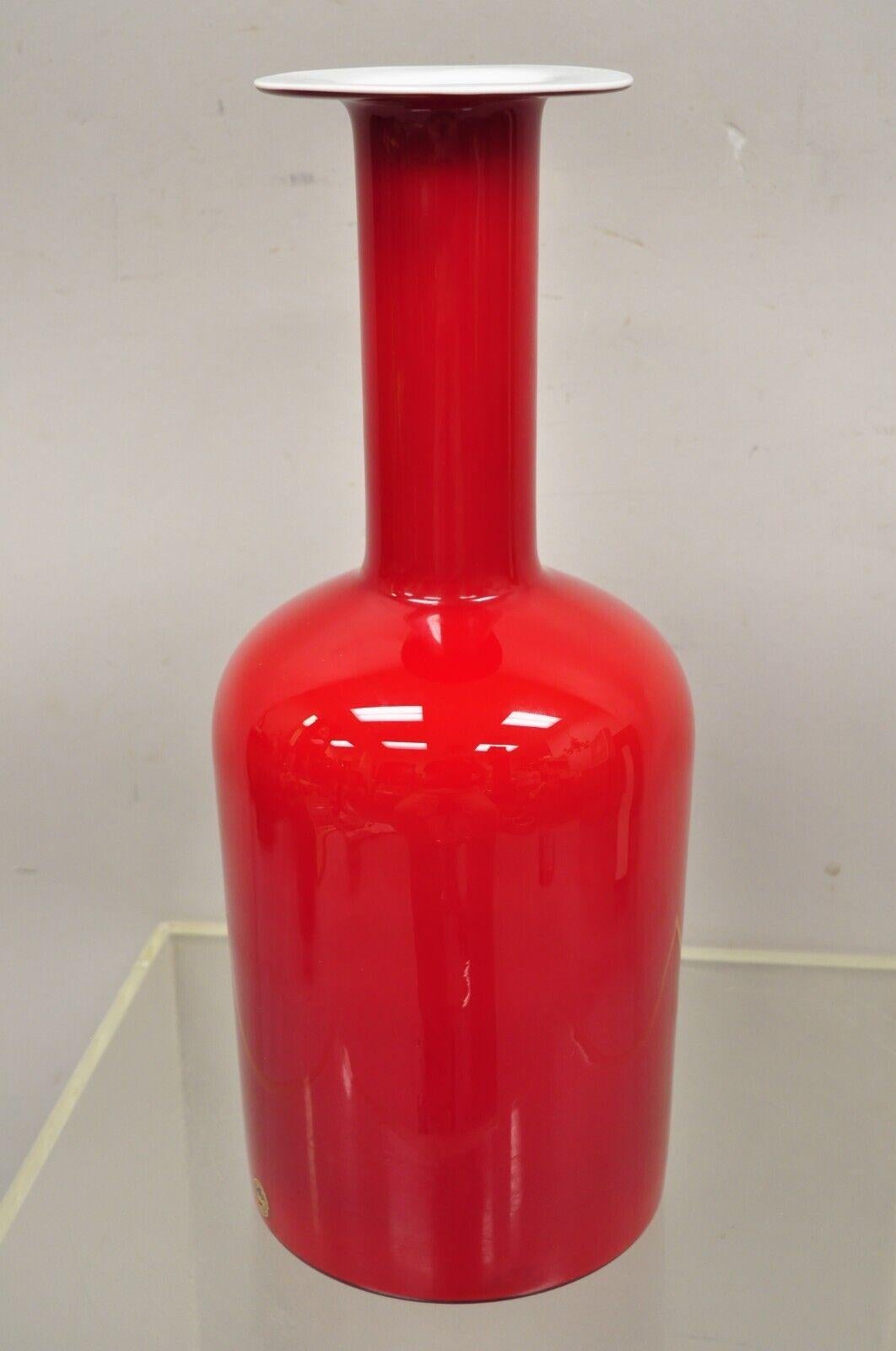 Mid-Century Modern Gulvase by Otto Brauer Holmegaard Brauer Red Art Glass Vase Sweden For Sale