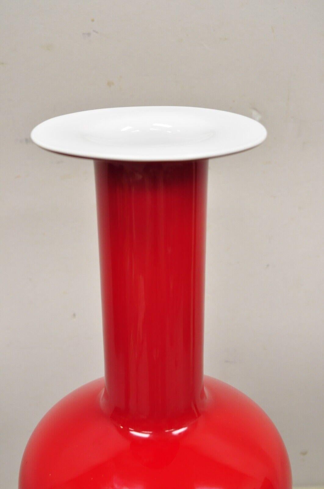 Mid-Century Modern Gulvase by Otto Brauer Holmegaard Brauer Red Art Glass Vase Sweden For Sale