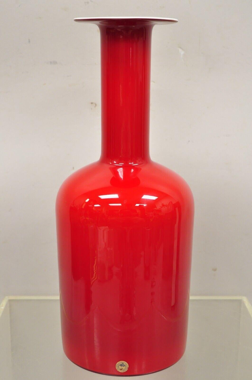Gulvase by Otto Brauer Holmegaard Brauer Red Art Glass Vase Sweden For Sale 1