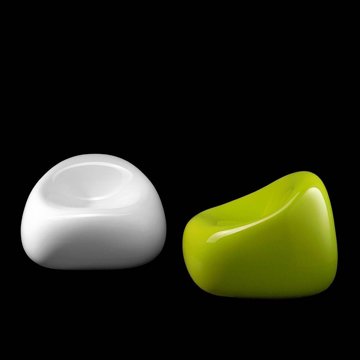 Modern Gumball Armchair in Lacquered White Polyethylene by Alberto Brogliato for Plust For Sale