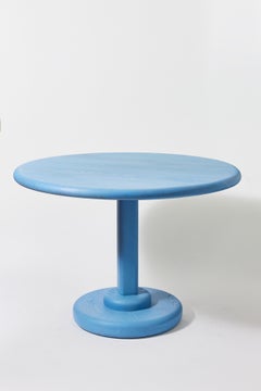 Tavolino con piedistallo Gumdrop, realizzato a mano in frassino massiccio, colore azzurro, design moderno, USA