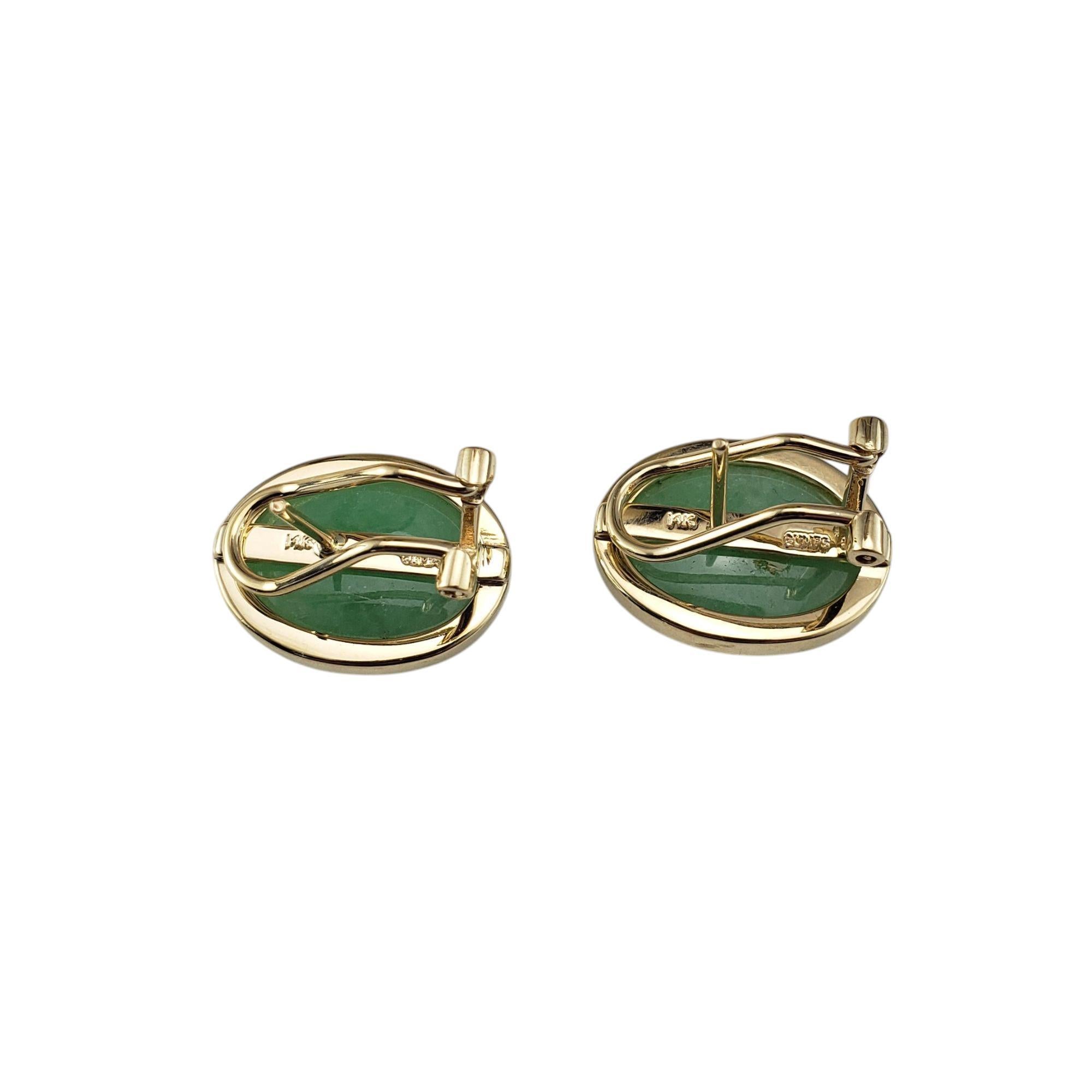 Cabochon Gump's 14K Yellow Gold Bezel Set Jadeite Omega Back Earrings  #21208