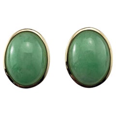 Pendientes Omega Back de Jadeíta engastados en bisel de oro amarillo de 14 quilates Gump's  #21208