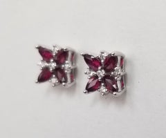 Gump's 18k White Gold White Ruby and Diamond Earrings