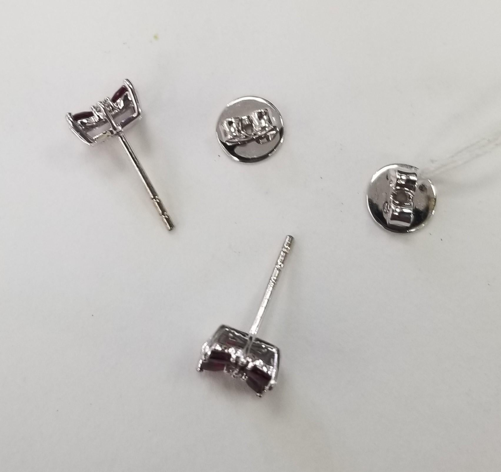 Pendientes Gump's de oro blanco de 18 quilates con rubí blanco y diamantes Corte marquesa en venta