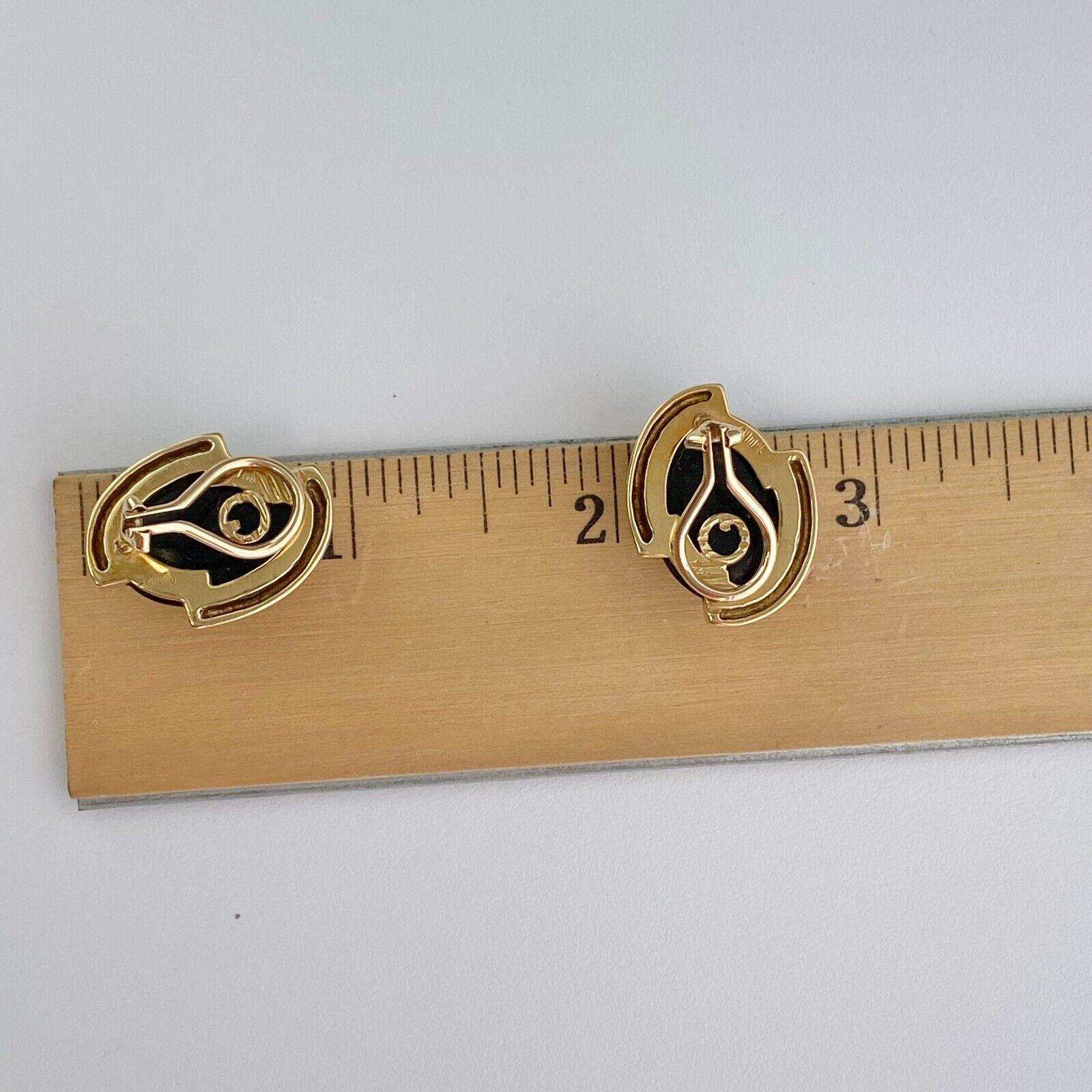 Contemporary Gump's 18k Yellow Gold Black Onyx Earrings