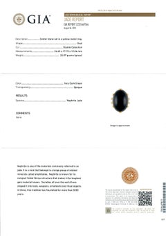 Gump's 18k Yellow Gold GIA Large Dark Nephrite Jade Solitaire Heavy Ring