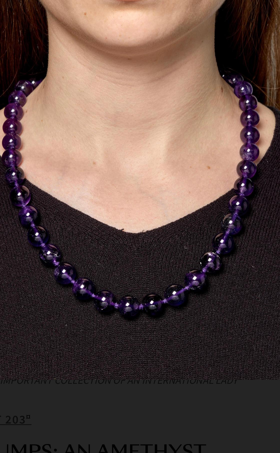 Contemporary Gumps Amethyst Bead Necklace in 14k Gold For Sale
